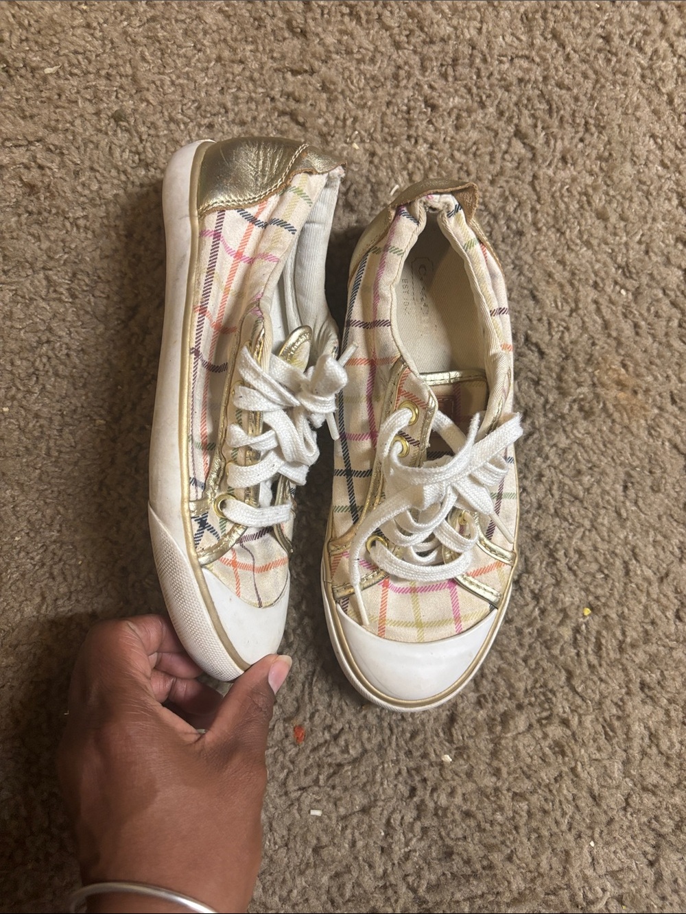 Coach Barrett plaid sneakers size 6b lace up